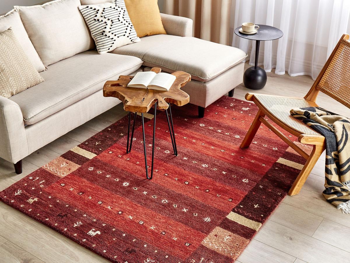 KURZFLOR-GABBEH Sinanli 200/140 cm - Rot, Textil (140/200cm) - Beliani