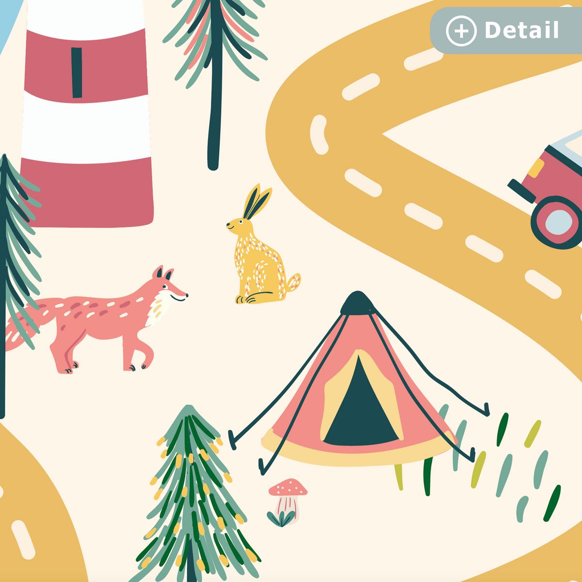 KINDERTEPPICH Riesenrad - Stadt - Tiere - Auto - Kinder Kinderzimmer 90x135 cm - Multicolor, Kunststoff (90/0.3cm) - OnlyWow