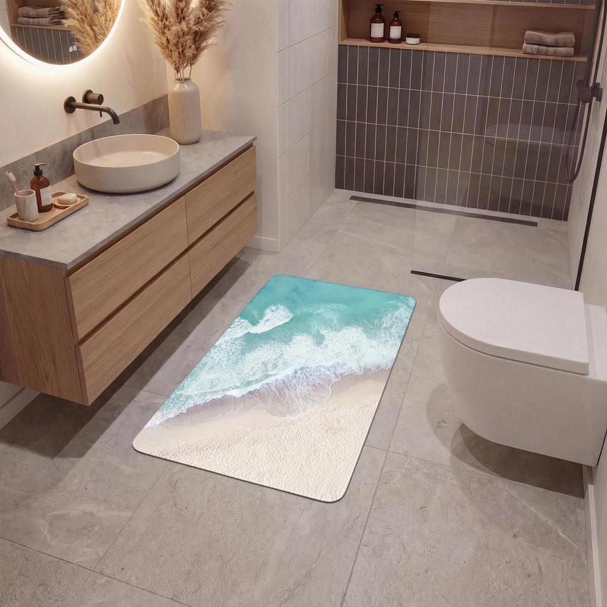 BADEMATTE Strand - Meer - Natur - Sommer 60x90 cm - Türkis, Textil (60/90cm) - OnlyWow