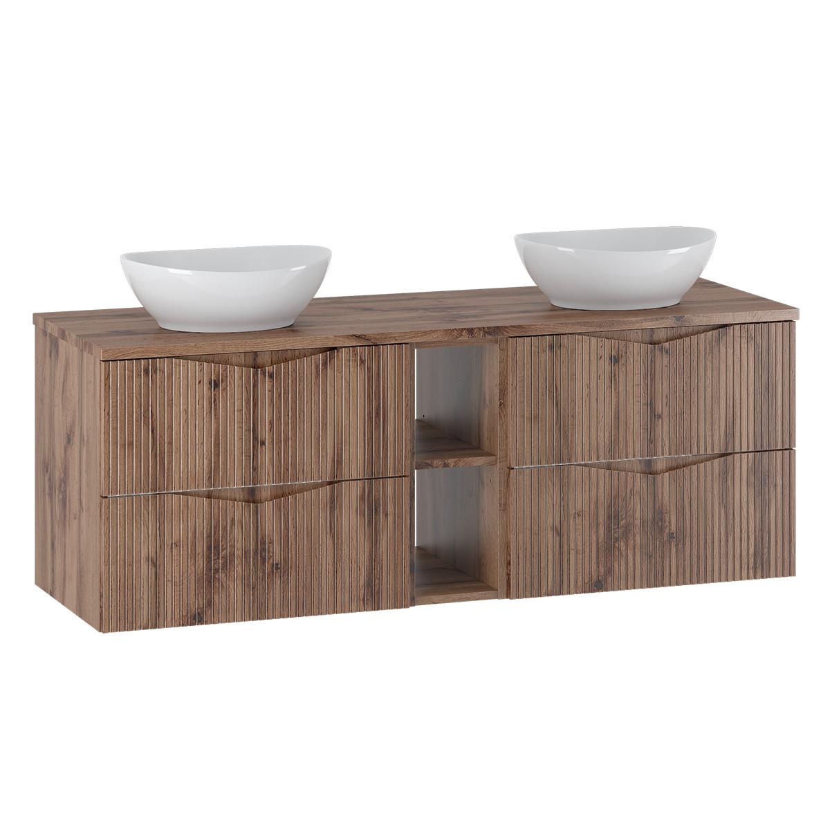 DOPPELWASCHTISCH 140.6cm Tao Holz - Braun, Holzwerkstoff (140.6/52.2/46.5cm) - Petits-meubles