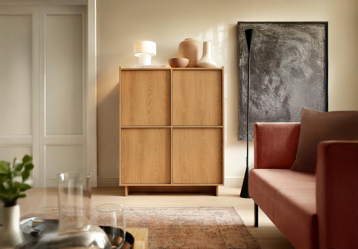 KOMMODE ZENITH 98/124/39cm mit Schubladen 4 Türen Braun - Braun, Holzwerkstoff (98/124/39cm) - MASSENO