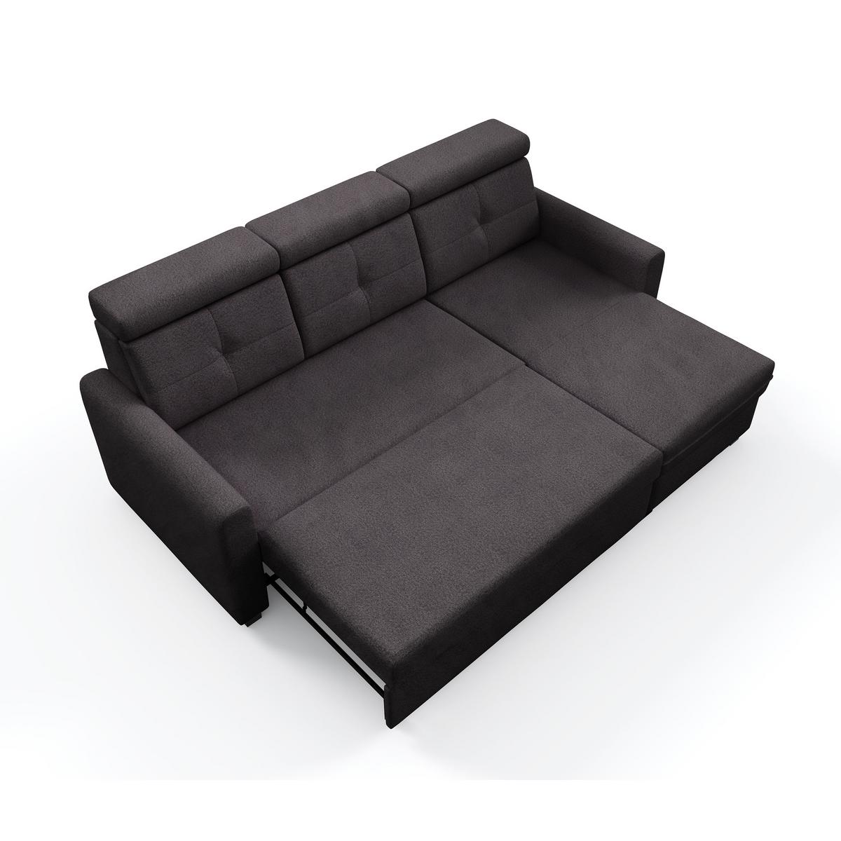 ECKSCHLAFSOFA Milano, Schwarz, rechts - Schwarz, Textil (217/166cm) - Beautysofa