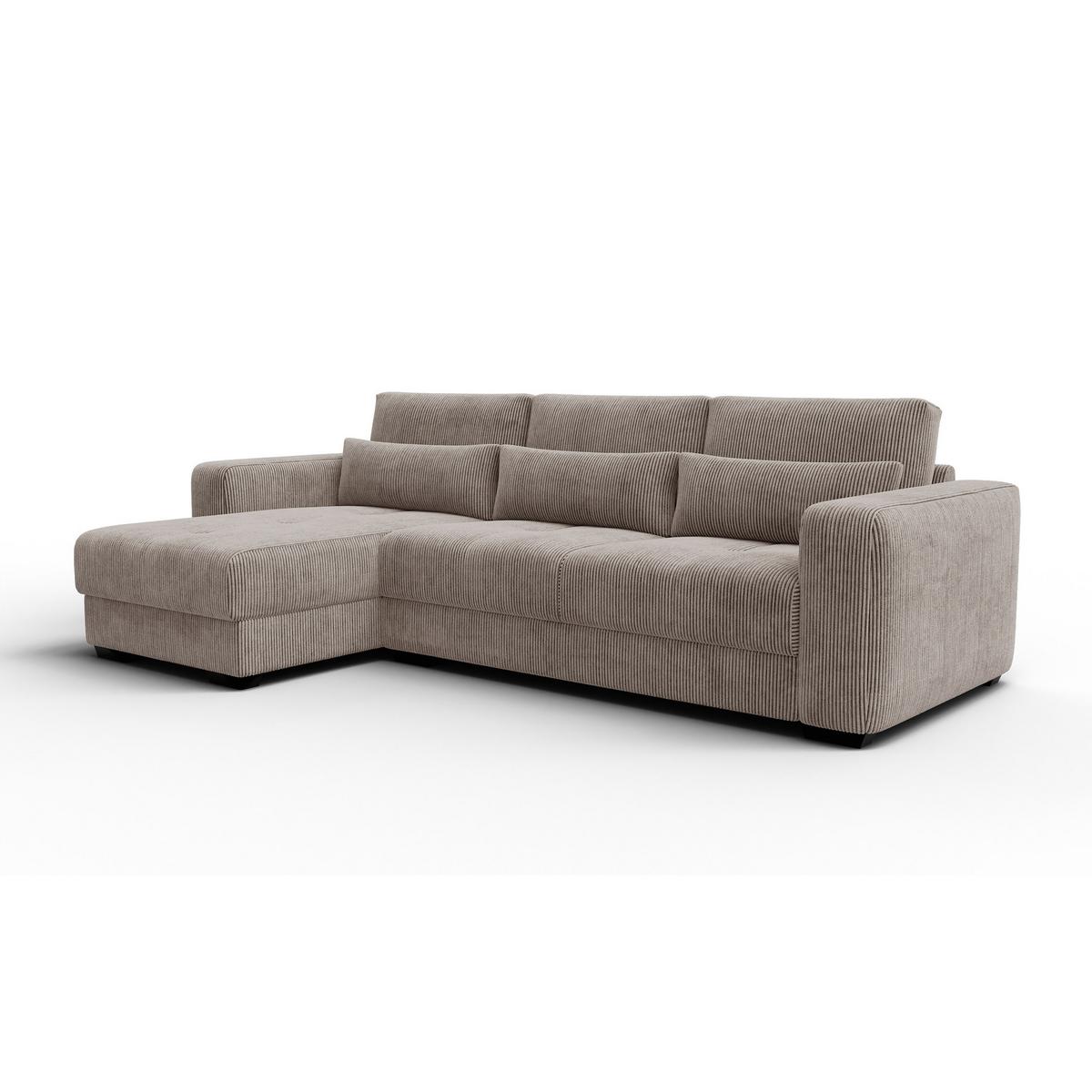 ECKSOFA OLI 4-Sitzer links, taupe - Taupe, Holz/Textil (295/172cm) - Wozimo