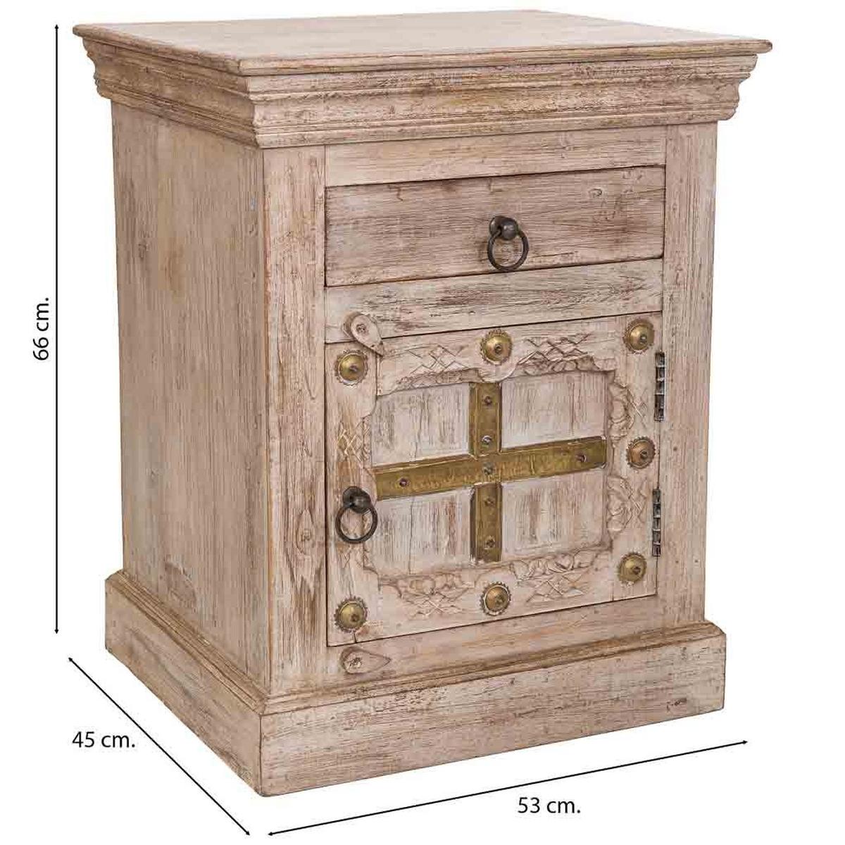 NACHTTISCH aus Holz, beige, 53x45x66cm - Beige, Holz (53/66/45cm) - Wanderlust