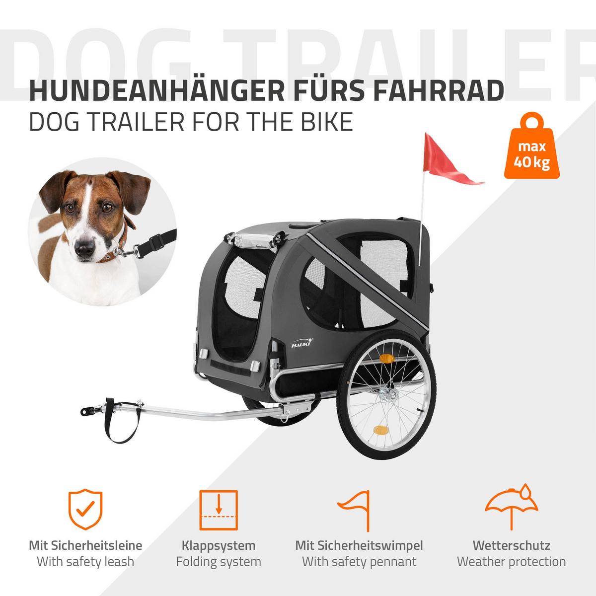 HUNDEANHÄNGER Grau - Grau, Metall (72/123/130cm) - Hauki