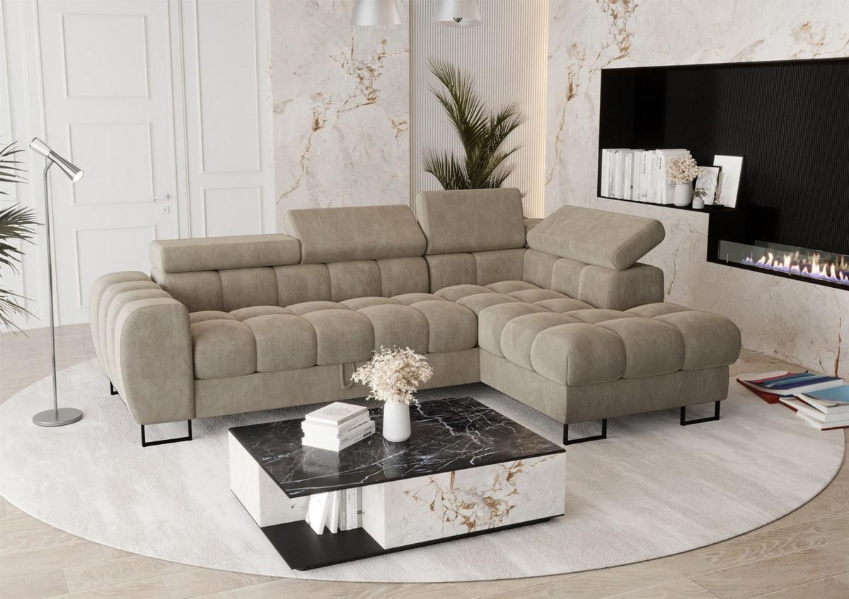 ECKSOFA Bastien Mit Schlaffunktion - Beige, Holzwerkstoff/Textil (260/170cm) - Fun Möbel