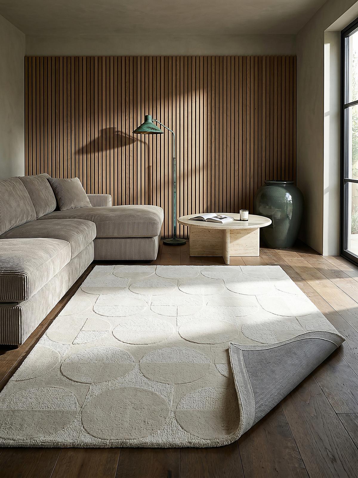 WOLLTEPPICH DEBEN, geometrisch, aus Wolle, Elfenbein, 120 x 170 cm - Beige, Textil (170/120cm) - KADIMA DESIGN