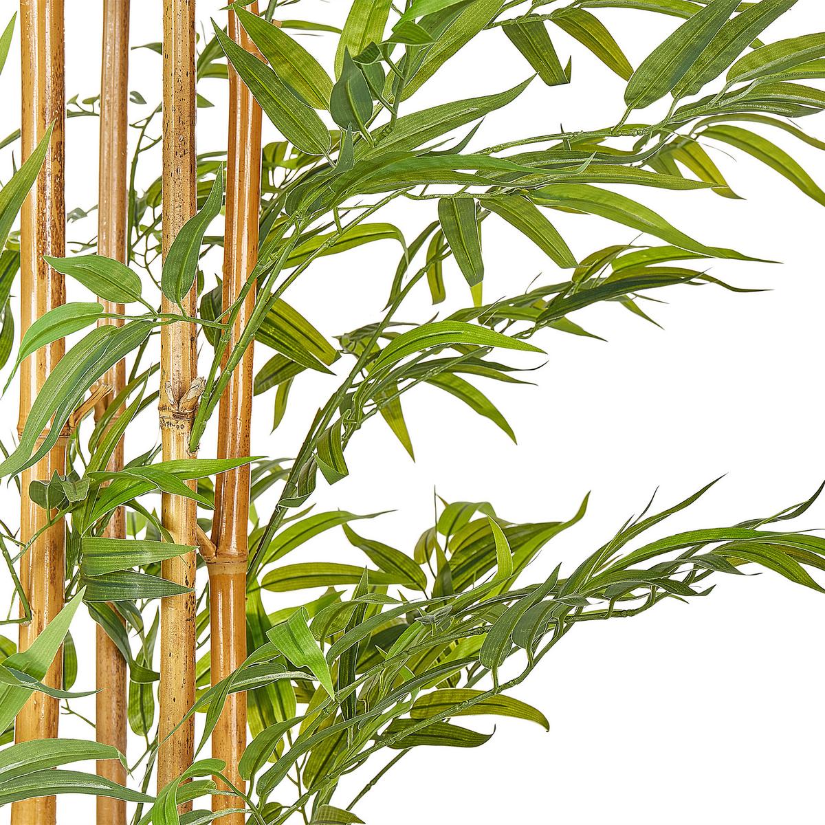 KUNSTPFLANZE im Blumentopf 220 cm Grün/Heller Holzfarbton Bamboo - Hellbraun/Grün, Kunststoff (220cm) - Beliani
