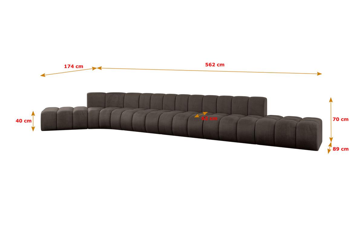 ECKSOFA modulares Sofa Solven-L3 - 562x174x70 cm Braun - Braun, Holzwerkstoff/Textil (562/174cm) - ALTDECOR