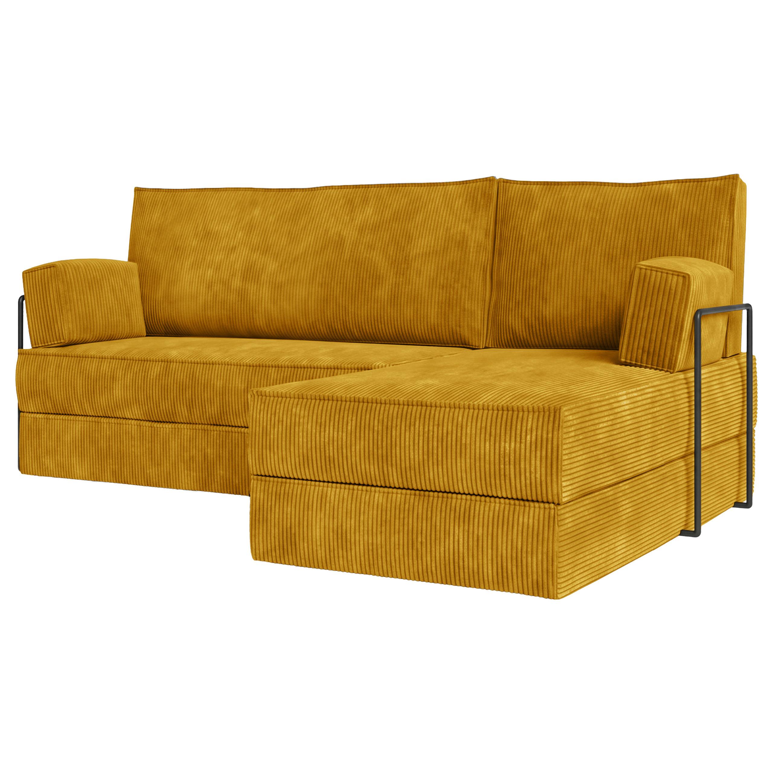 ECKSOFA NOTIA modulares Boneless Sofa mit Schlaffunktion Gelb Kordstoff - Gelb, Textil (200/120cm) - MASSENO