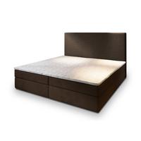 BOXBETT GIARRO 200x200 cm mit Matratze und Topper, H2+H3 - Braun - Braun, Holz (200/200cm) - MASSENO