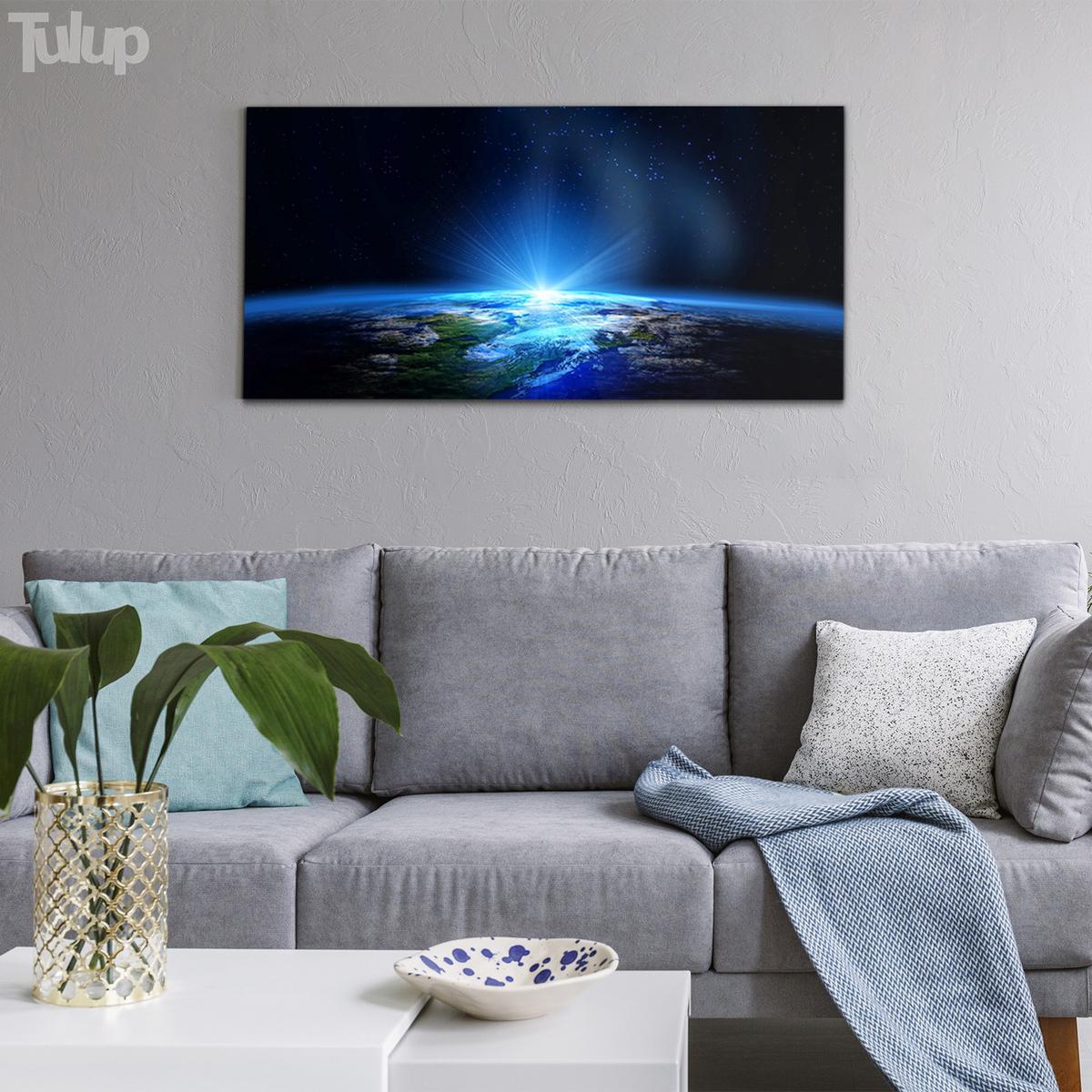 GLASBILD 140x70 cm Erde Universum - Schwarz, Glas (140/70cm) - TULUP