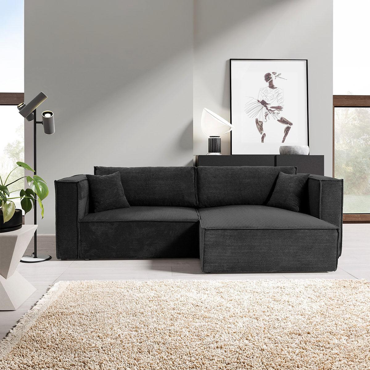 SOFA Jimmy 3 Sitzplätze Schwarz - Schwarz, Holz (245/77/148cm) - Petits-meubles
