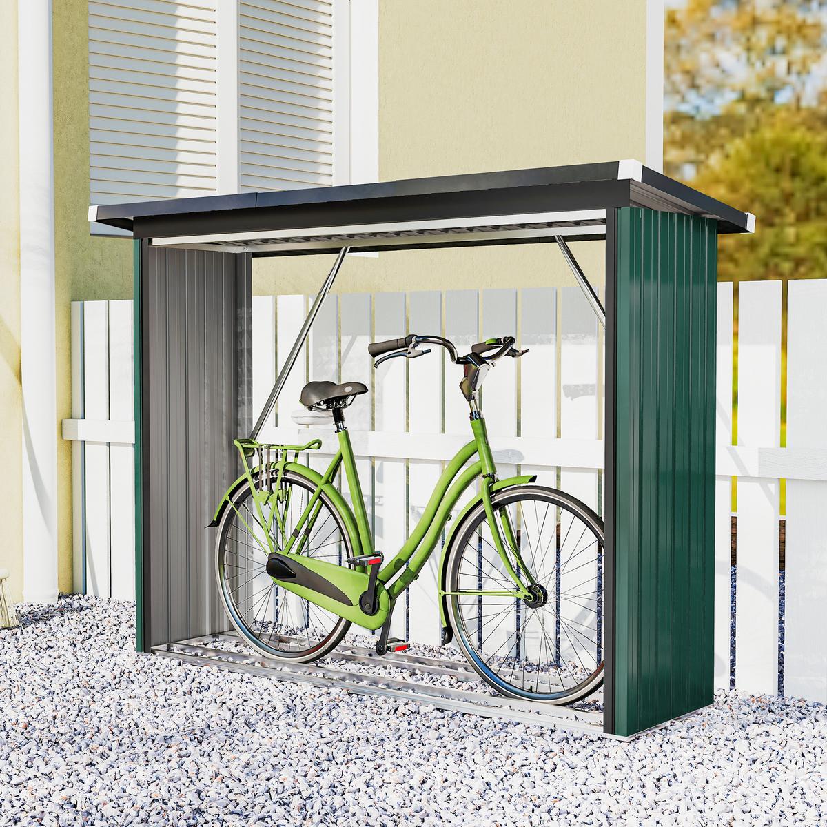 KAMINHOLZREGAL Verzinkter-Stahl Grün - Grün, Metall (66.5/150/213cm) - Outsunny