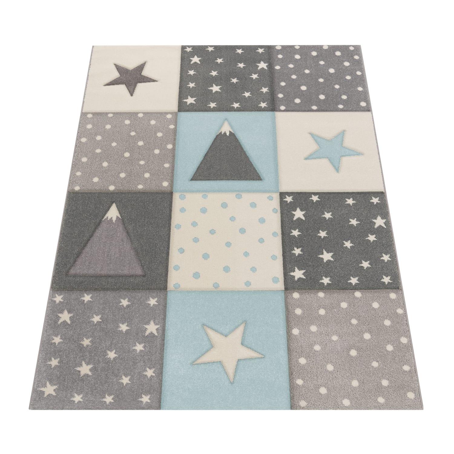 KINDERTEPPICH, im Patchwork-Stil, Blau, 120 x 170 cm - Blau, Textil (120/170cm) - KADIMA DESIGN