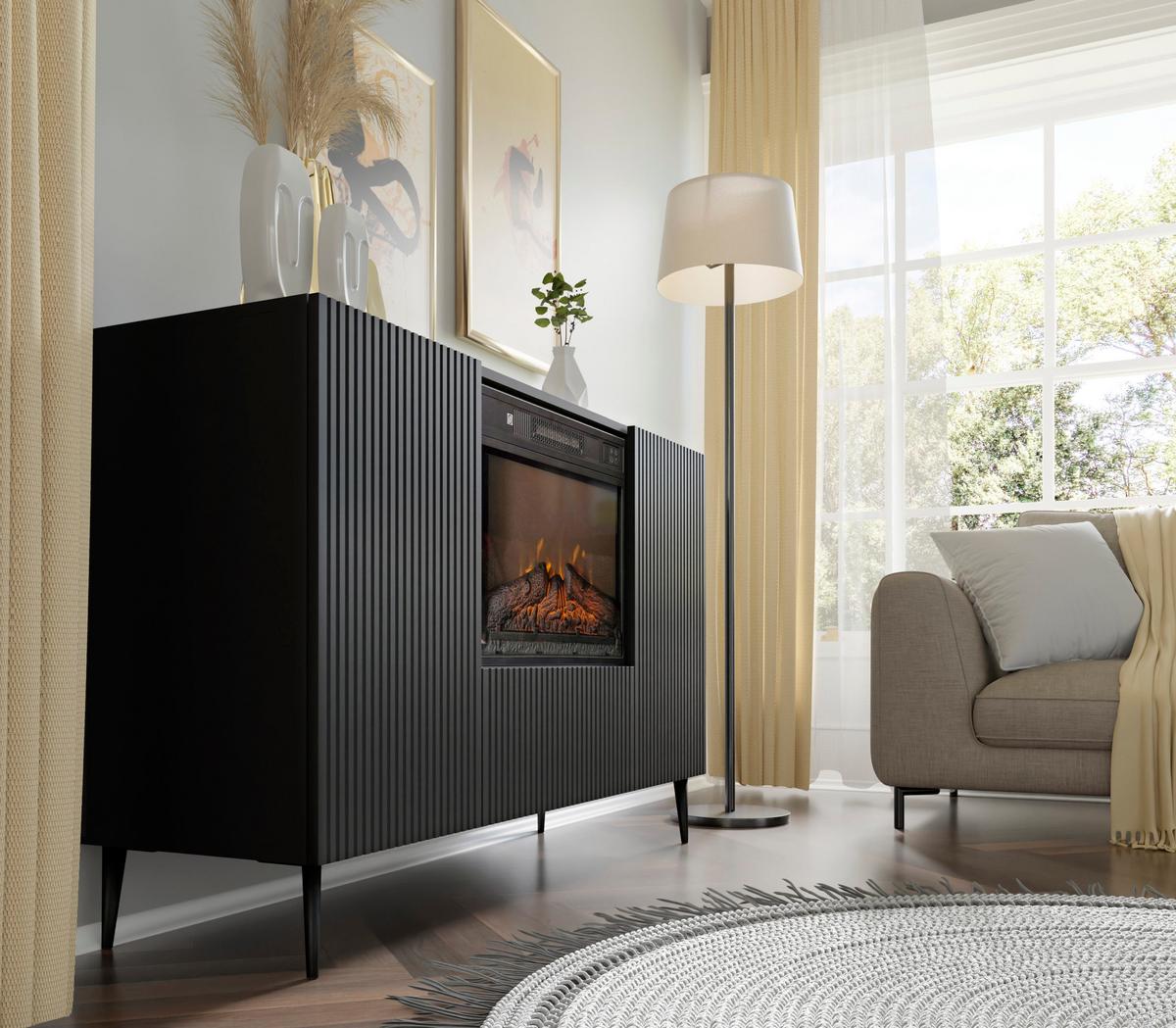 KOMMODE Schwarz 139,5/85,5/40 - Schwarz, Holzwerkstoff (140/85/40cm) - RAUMHIRSCH FURNITURE