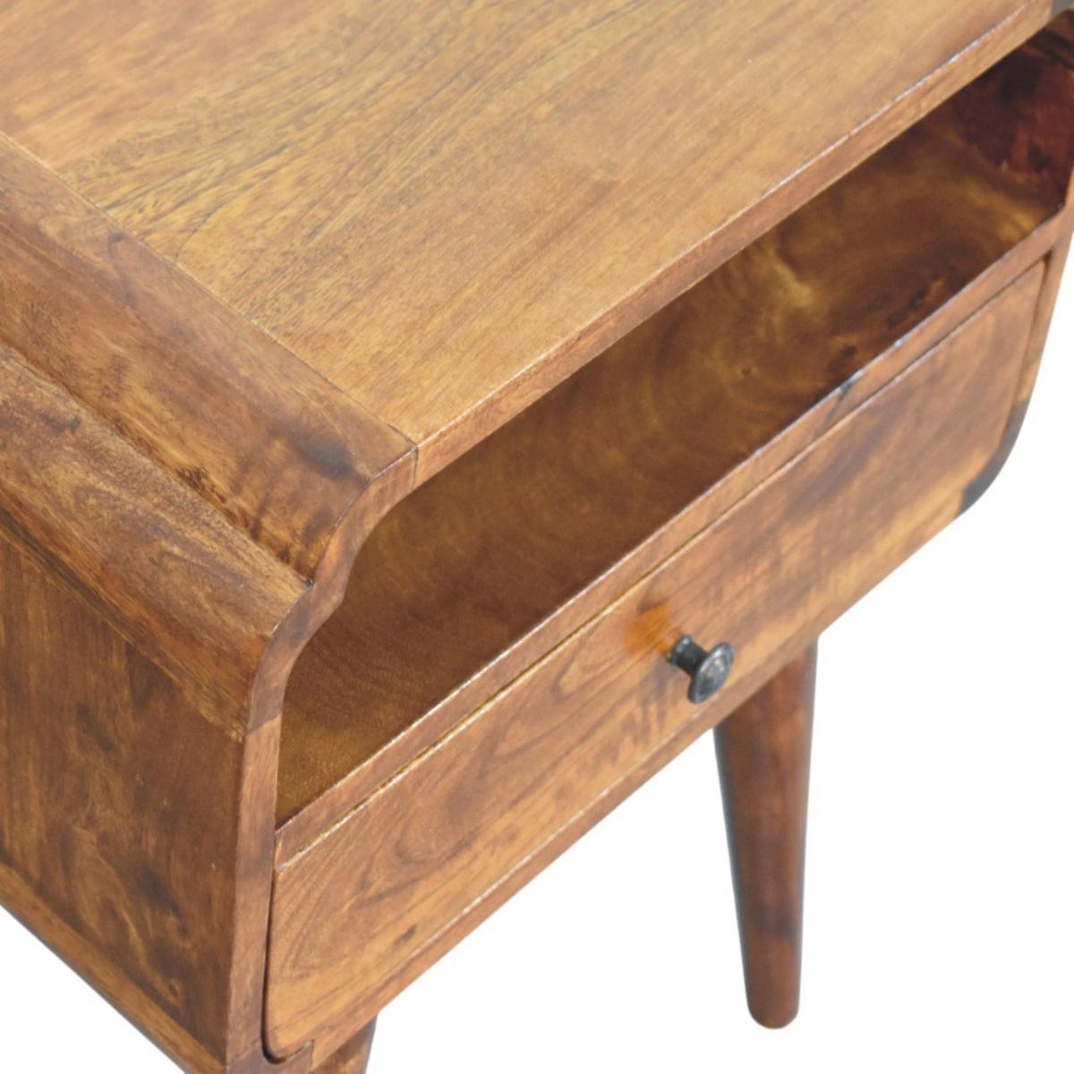 NACHTKASTEN Newton Kastanie, 1 Schublade und Offenes Regal, Dunkelbraun - Dunkelbraun/Messingfarben, Holz/Metall (45/55/35cm) - Artisan Furniture