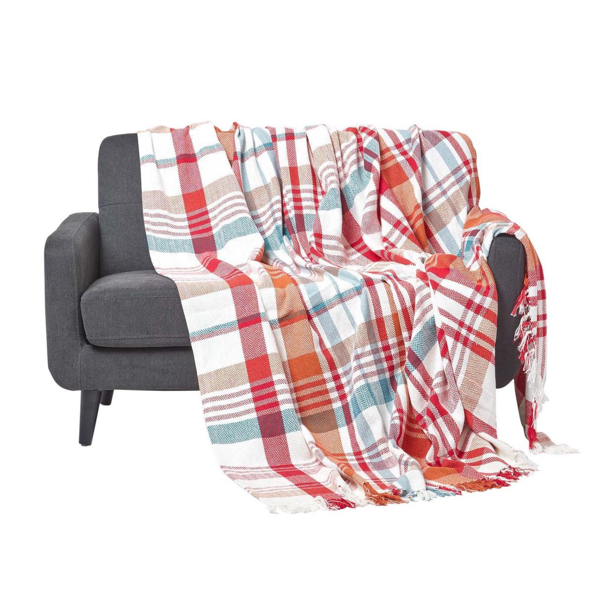 ÜBERWURF Falun 225/255 cm, Schottenkaro, 100% Baumwolle - Rot, Textil (225/255cm) - Homescapes