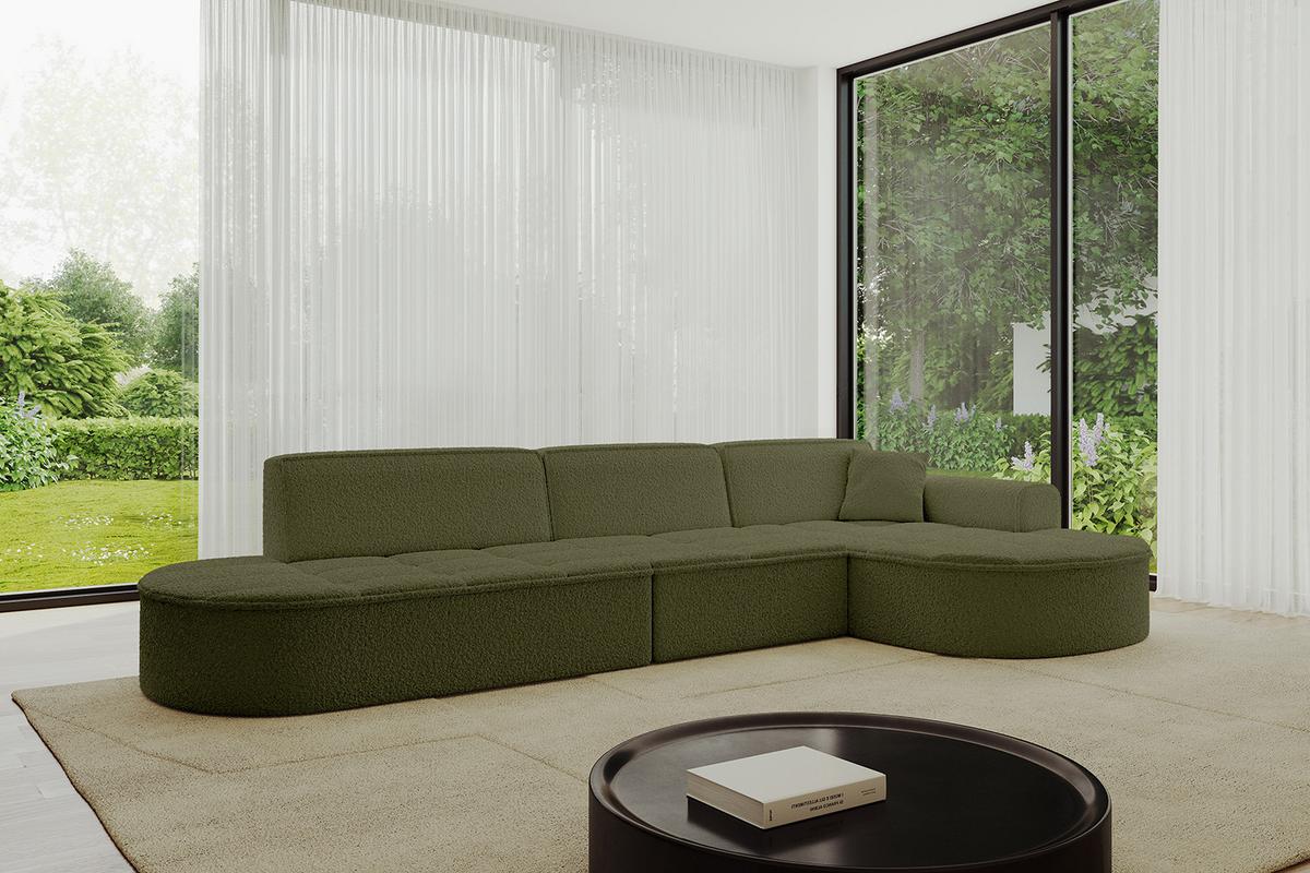 ECKSOFA Ottomane Rechts TARO-L2 - 328x171x79,5 cm Grün - Grün, Holzwerkstoff/Textil (328/171cm) - ALTDECOR