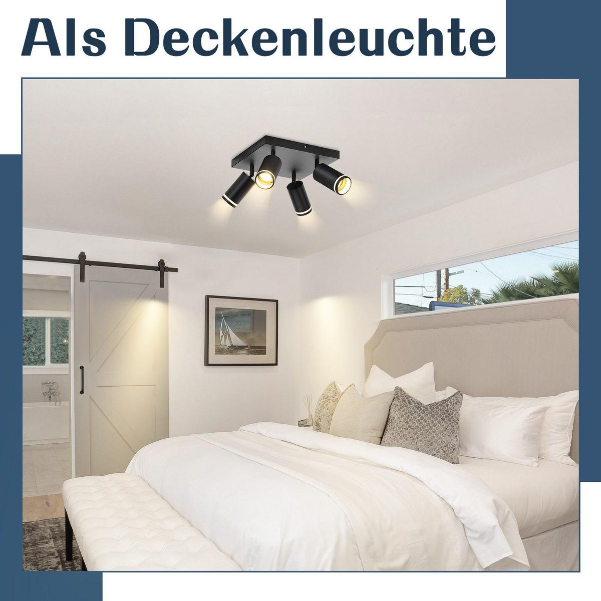 DECKENSTRAHLER Solingen 4-flammig 25/25/17 cm - Schwarz, Metall (25/25/17cm) - Nettlife