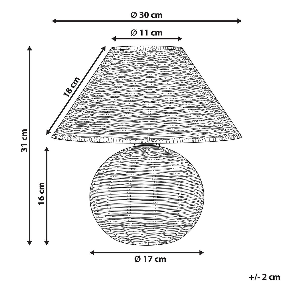 TISCHLEUCHTE Naturfarben Cinder - Naturfarben, Naturmaterialien (30/30/31cm) - Beliani