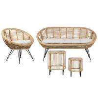 3-SITZER LOUNGE SET Rattan Natürlich Maratea/Cesenatico - Naturfarben, Naturmaterialien - Beliani