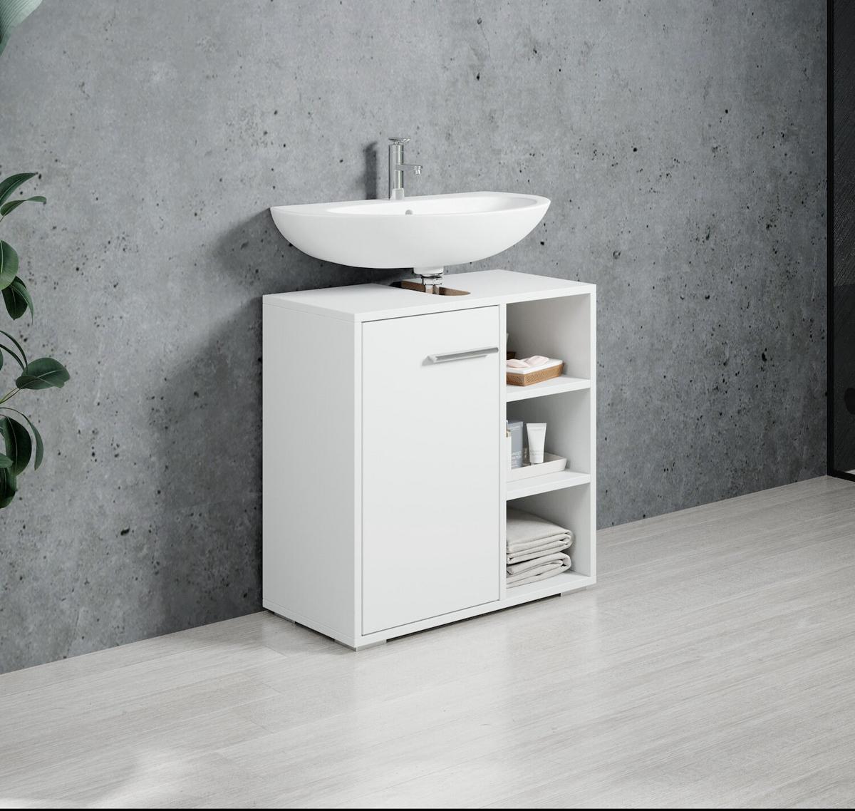 WASCHBECKENUNTERSCHRANK Neptunus 1 Tür Weiß - 60 x 30 x 60 cm - Weiß, Holz (60/60/28cm) - Badplaats