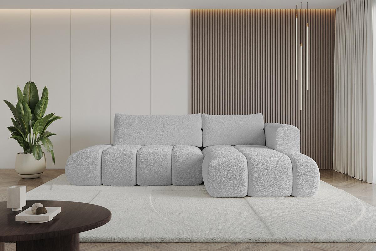 ECKSOFA Ottomane Rechts CLOUD-L 280x185x90 Hellgrau Bouclé - Hellgrau, Holzwerkstoff/Kunststoff (185/280cm) - ALTDECOR