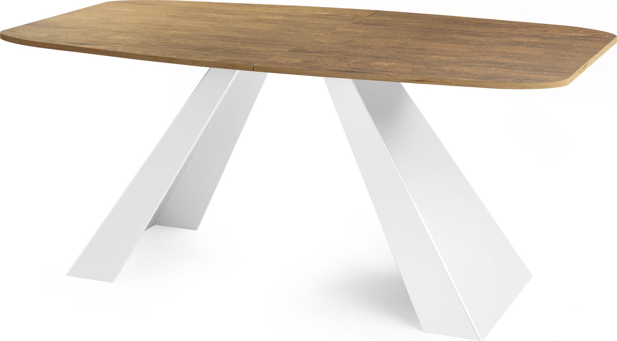 ESSTISCH Monte Weiß rechteckig ausziehbar, Lefkas Eiche 160-200/80/76 cm - Alteiche/Weiß, Holzwerkstoff/Metall (80/198/76cm) - WFL GROUP