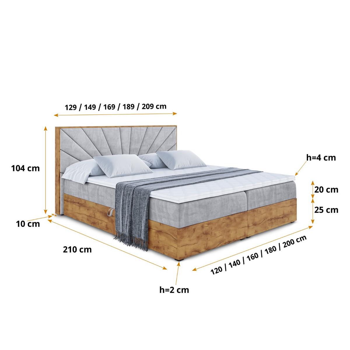 BOXBETT mit Matratze H3 und Lattenrost - LOLLI6 - 140x200 - Hellgrau - Hellgrau, Holzwerkstoff/Kunststoff (140/200cm) - ALTDECOR
