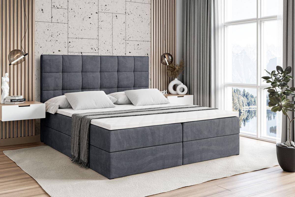 BOXBETT mit H4-Matratze und Lattenrost - APO - 180x200 Dunkelgrau - Dunkelgrau, Holzwerkstoff (180/200cm) - ALTDECOR