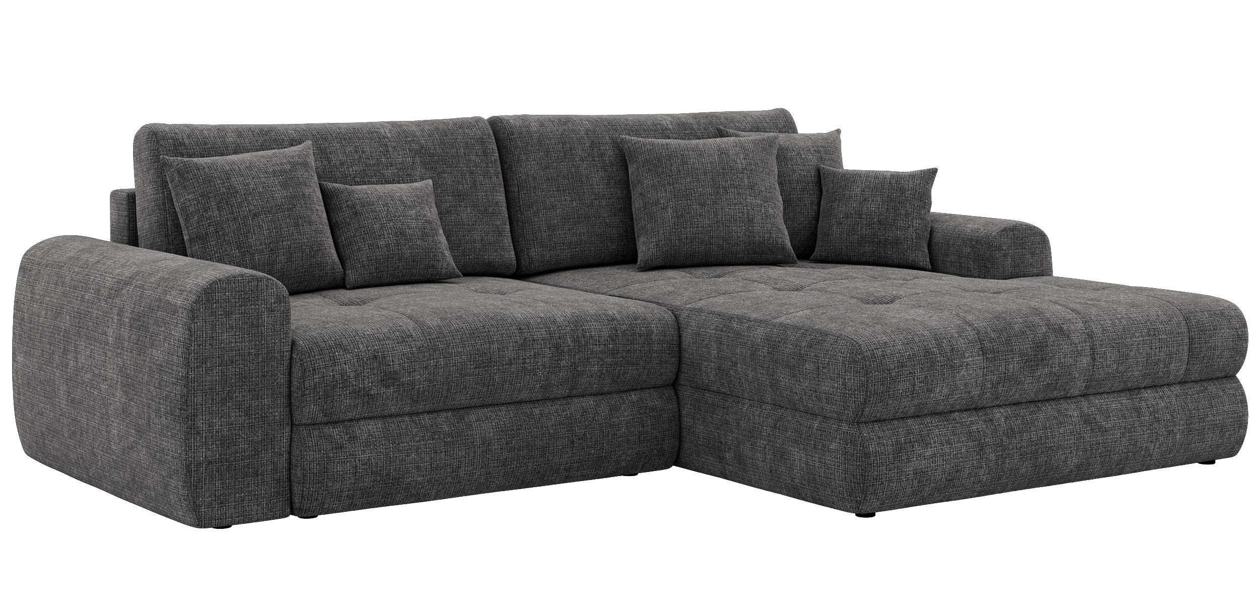 ECKSOFA ARELIA L - Dunkelgrau Schenille grob gewebt - Links Seite - Dunkelgrau/Schwarz, Kunststoff/Textil (292/205cm) - MKS