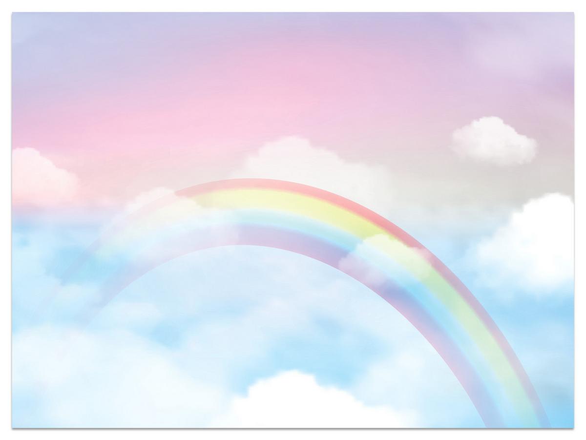 FOTOTAPETE für Schlafzimmer Regenbogen Rosa Himmel Wolken 150x105 - Blau/Gelb, Papier (150/105cm) - Muralo