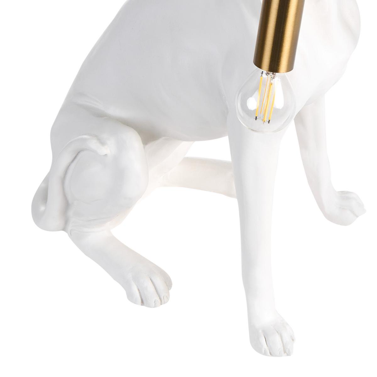 TISCHLAMPE Hund Weiß Sprint - Messingfarben/Weiß, Kunststoff (30/23/44cm) - Beliani