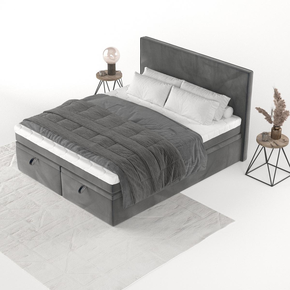 BOXBETT Zalla 140/200 cm Anthrazit im Paros Stoff - Anthrazit/Schwarz, Holz/Holzwerkstoff (140/200cm) - AltaBeds