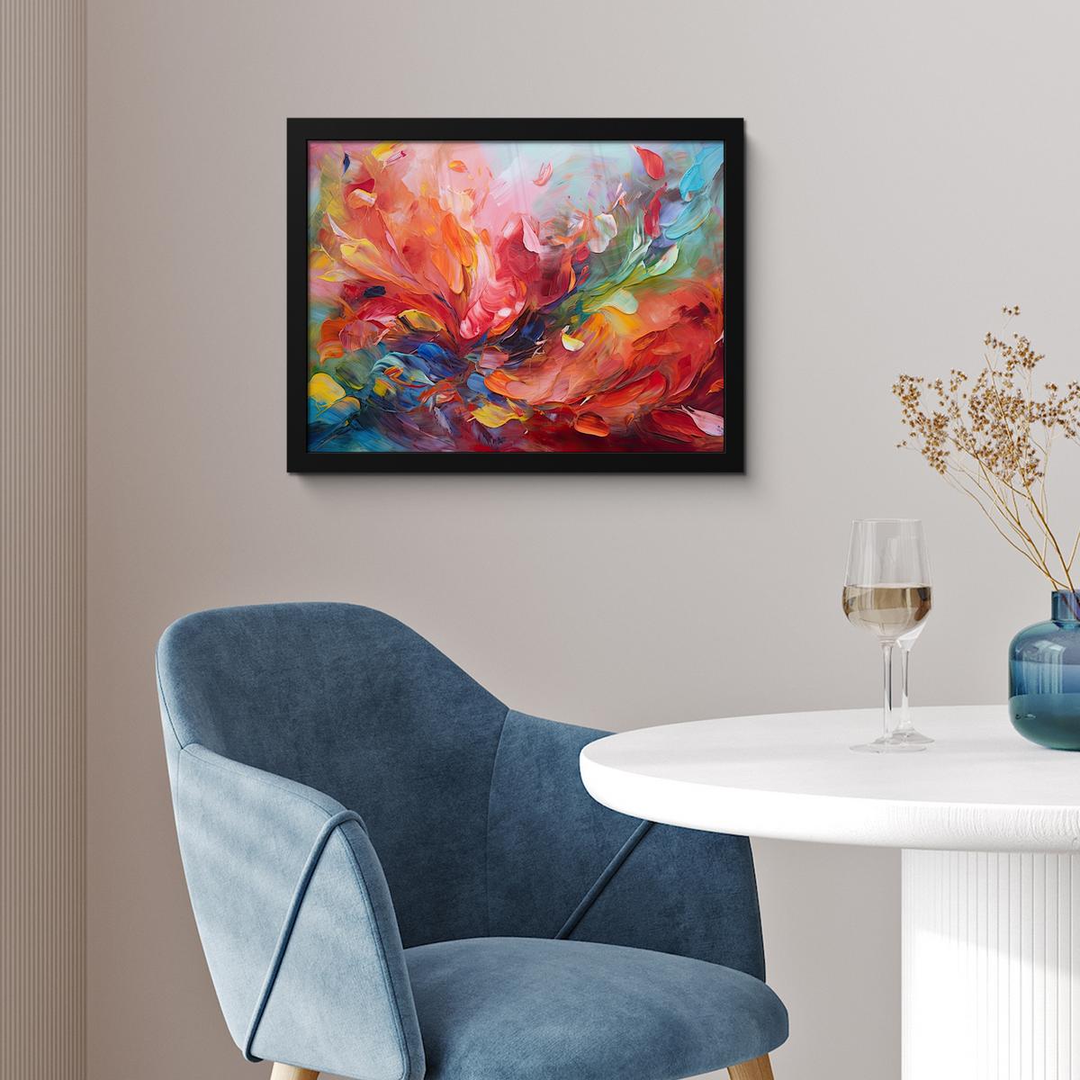 POSTER MIT RAHMENGERAHMTES BILD Ölgemälde - Kunst - Abstrakt - Farbenfroh 40x30 cm - Altrosa, Papier (40/30cm) - MuchoWow