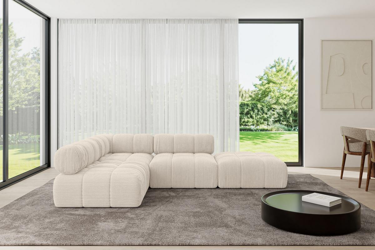 ECKSOFA modulares Sofa Favio-L1 - 285x190x70 cm Beige Cord - Beige, Holzwerkstoff/Textil (285/190cm) - ALTDECOR
