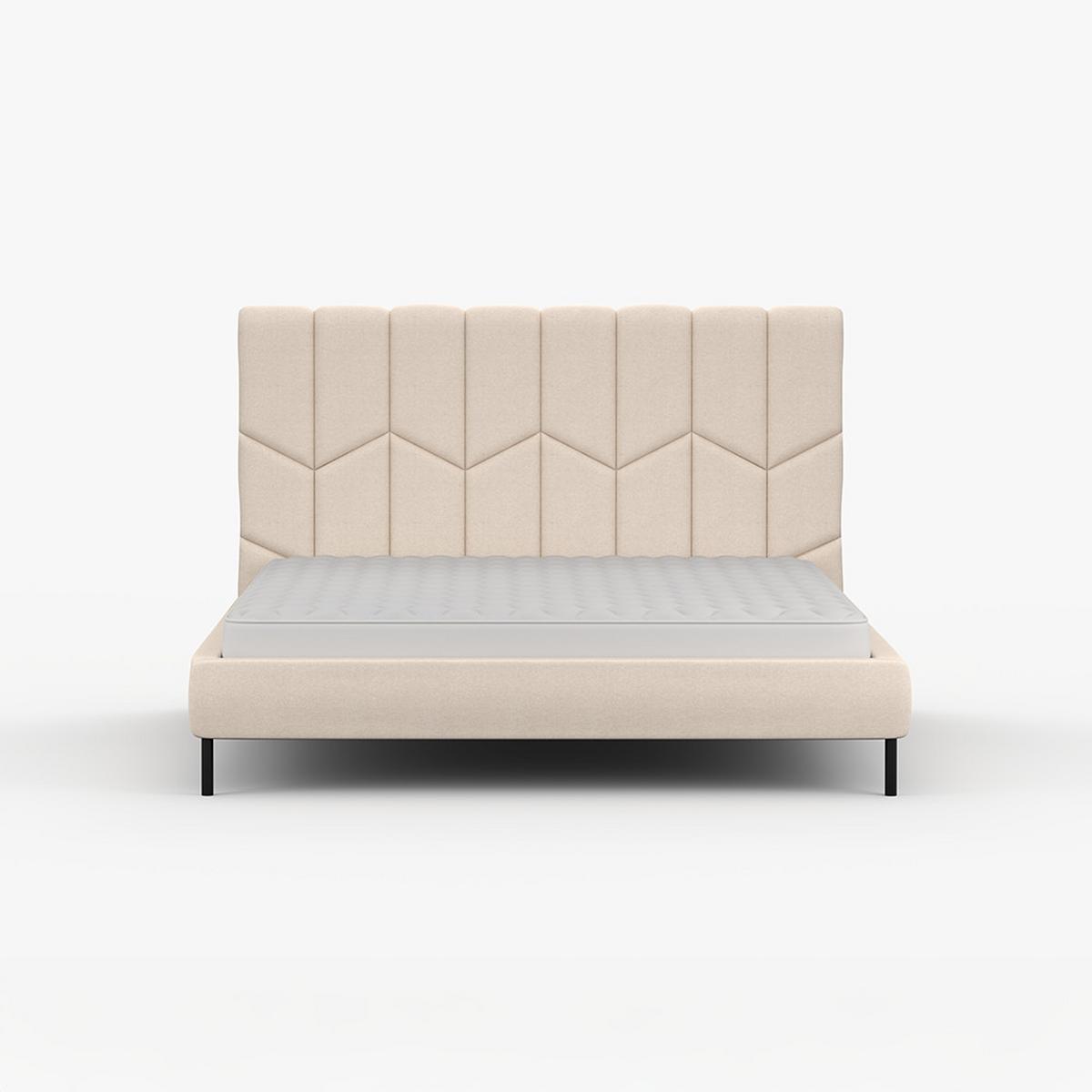 POLSTERBETT KRIS, Lattenrost, ohne Bettkasten, gepolsterte Kopfstütze 160/200 in Creme - Creme/Schwarz, Holz/Textil (160/200cm) - imoebel24