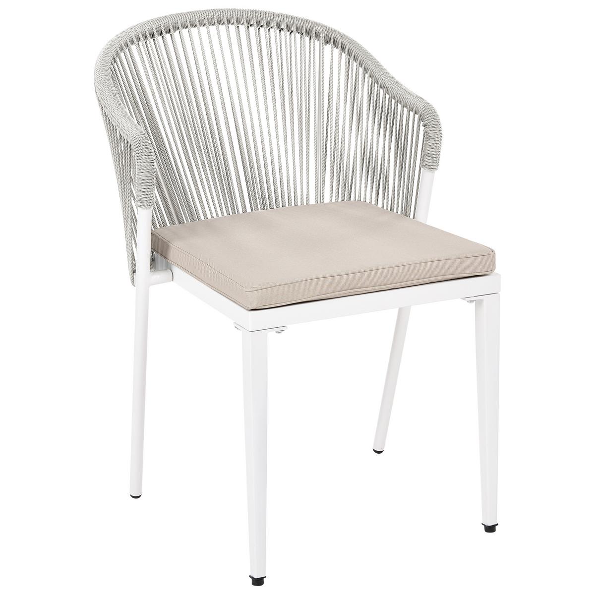 STUHL 2er-Set und Sitzkissen Metall Cremeweiß Paranea - Creme, Metall (46/80/47cm) - Beliani
