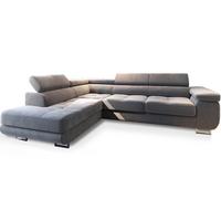 ECKSOFA SELVA L-S Hellgrau Velours-Stoff mit Schlaffunktion - Silberfarben/Hellgrau, Holz/Holzwerkstoff (275/202cm) - MASSENO