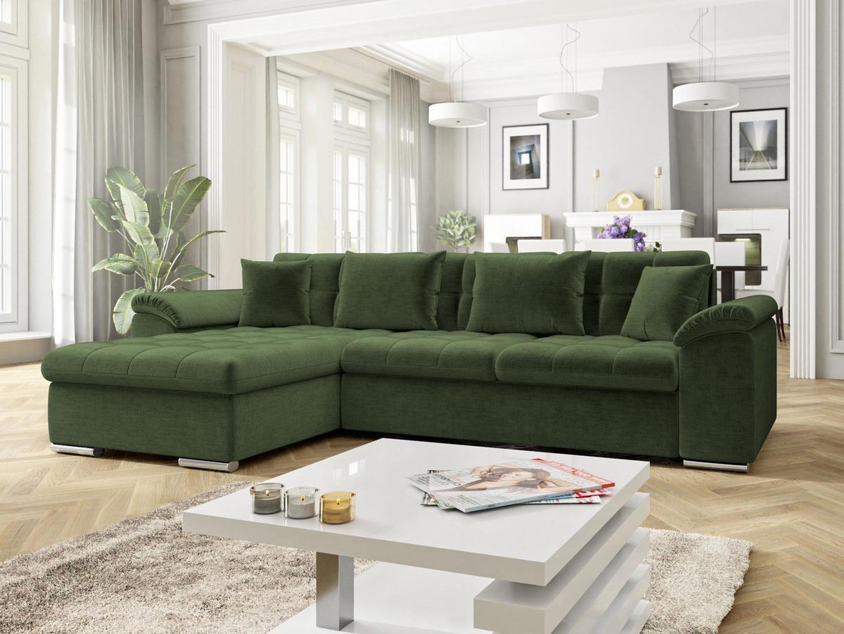 ECKSOFA Diana, Seite: Links - Grün, Holz/Textil (280/160cm) - MIRJAN24