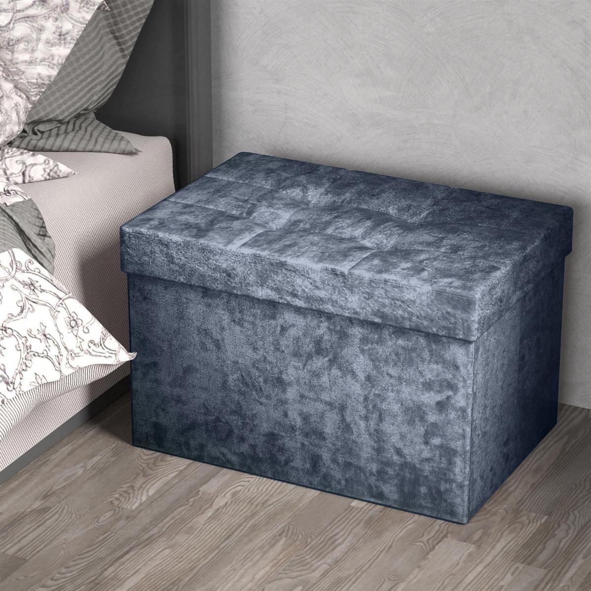 SITZBANK Faltbar mit Samtbezug 49/30/30 cm (Grau) - Grau, Karton (30/30/49cm) - Intirilife