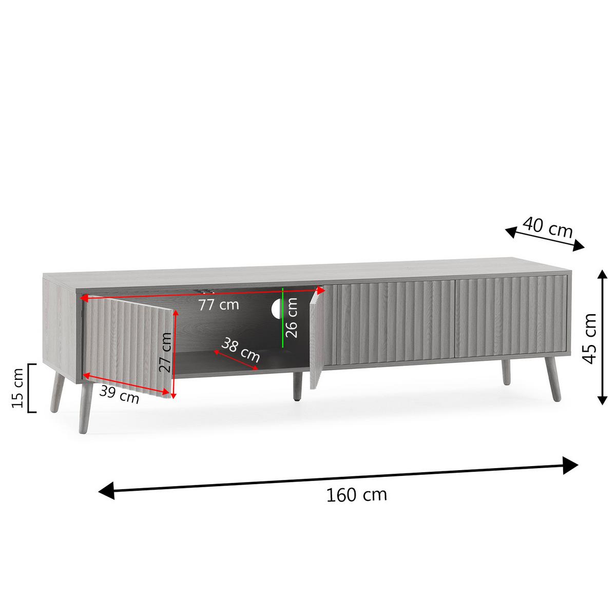 TV-ELEMENT Lluvia 4 Türen Eiche farbe - Honigeiche, Holzwerkstoff (160/45/40cm) - VS Venta-stock