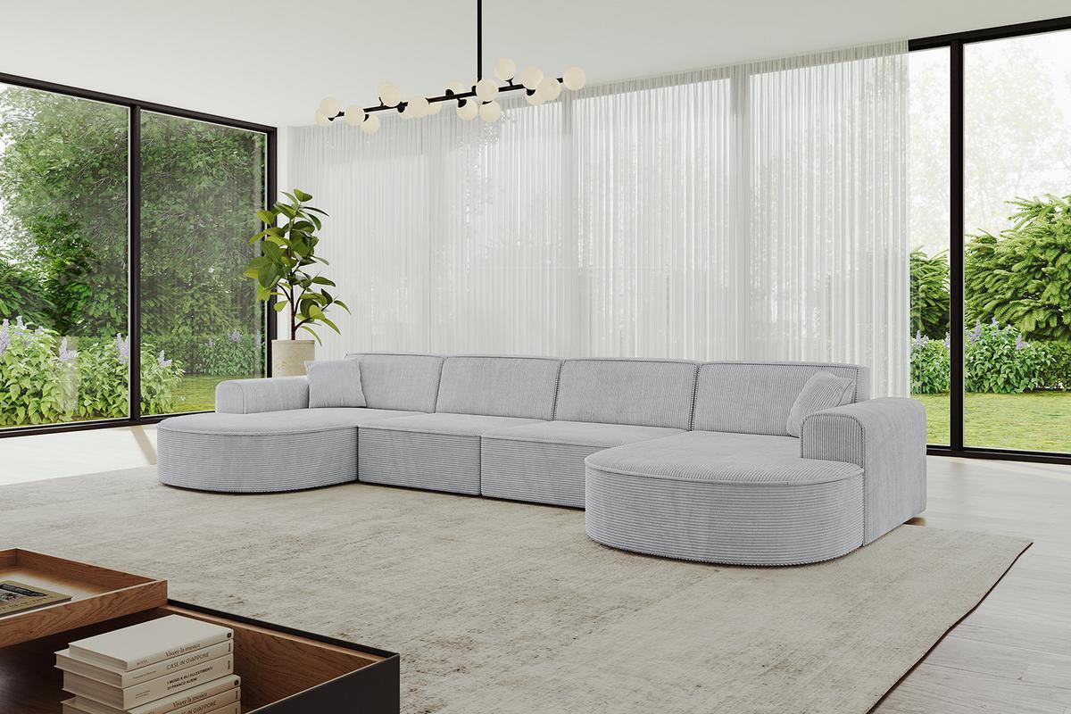 WOHNLANDSCHAFT MARI-U2 - 388x171x79 cm Grau Cord - Schwarz/Grau, Holzwerkstoff/Kunststoff (388/79/171cm) - ALTDECOR