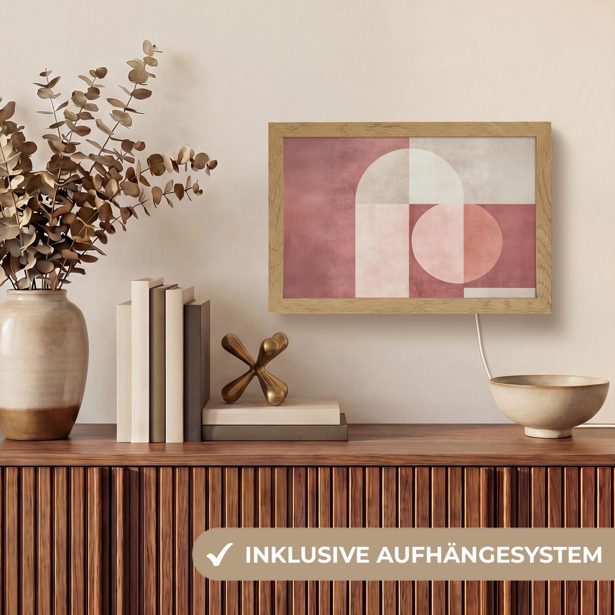 WANDLEUCHTE Figuren - Abstrakt - Rosa 30x20 cm - Altrosa, Holzwerkstoff (30/20/8cm) - OnlyWow