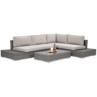 GARTENSET Firenze, aus Technorattan, Ecksofa und Kaffeetisch, für 4 Personen, Dunkelgrau - Dunkelgrau/Beige, Naturmaterialien - Beautysofa