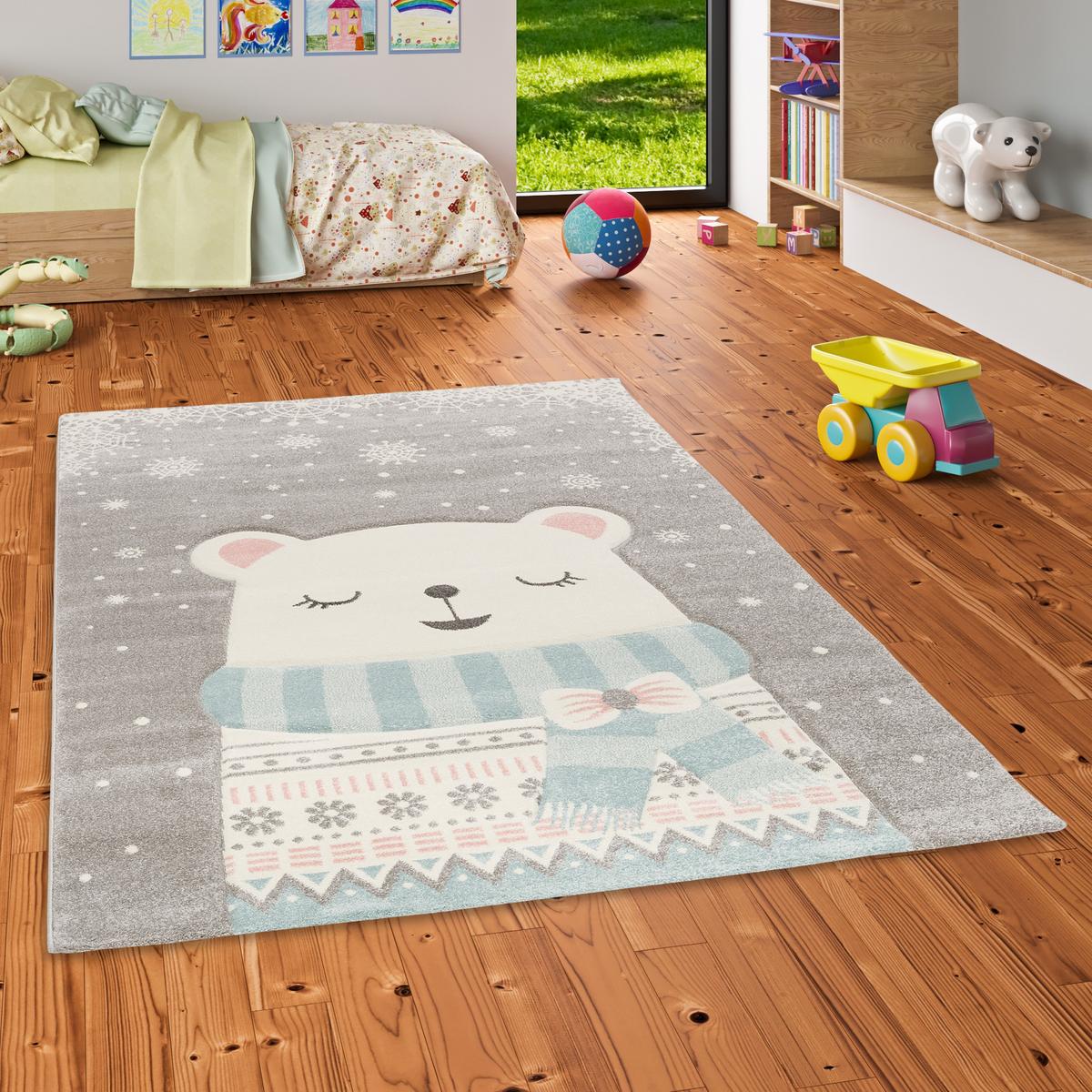 KINDER TEPPICH MAUI KIDS SCHNEE BÄR - Grau, Textil (120/170cm) - Pergamon
