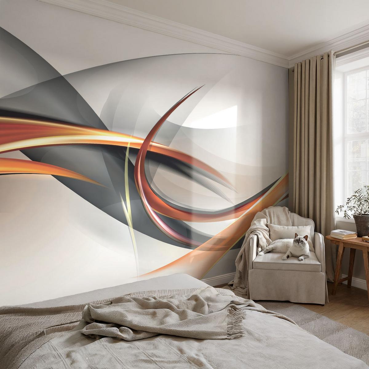 FOTOTAPETE 104x70 cm - Abstrakte Dynamik - Beige, Textil (104/70cm) - Wallfluent