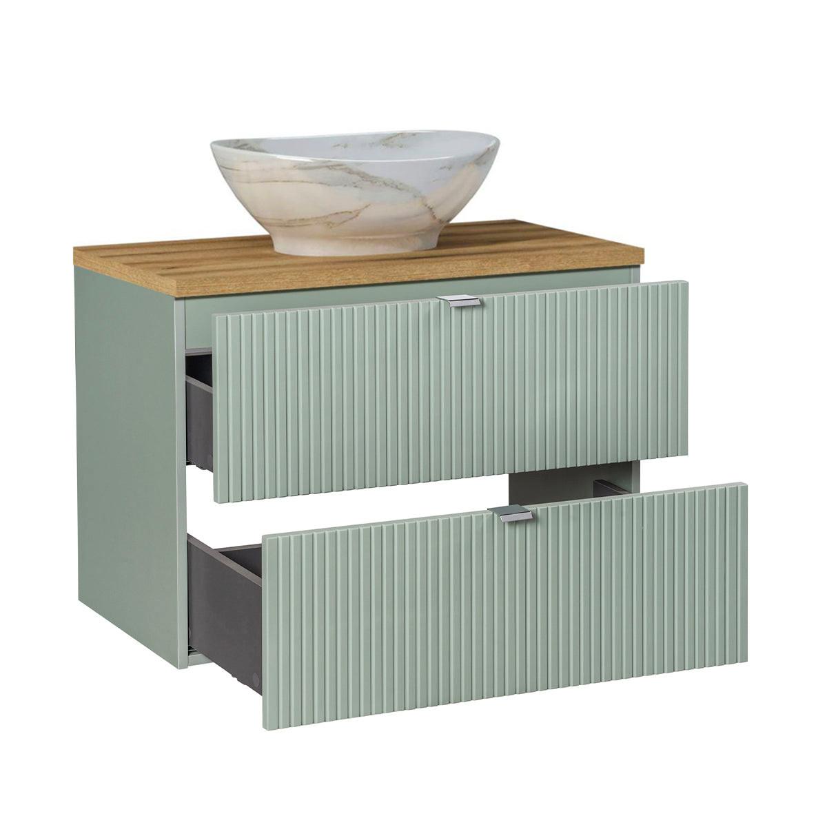 BADMÖBEL 80.4cm Jade 2er-Set Grün und Holz - Grün, Holzwerkstoff (80.4/59/40cm) - Petits-meubles