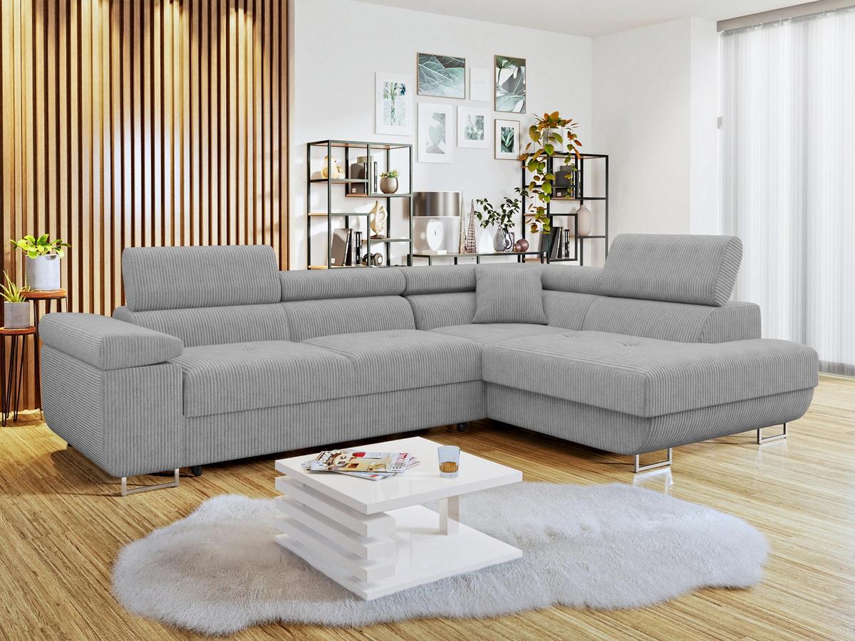ECKSOFA Torezio Cord, Seite: Rechts - Grau, Holz/Textil (274/203cm) - MIRJAN24